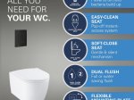 Klozeto komplektas GROHE START ROUND, komplekte rėmas Solido 5in1 113 cm, pakabinamas klozetas, be nuplovimo lanko, tvirtinimai, matinis juodas mygtukas Even, 3/6L, 103847SH00