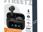 Įkraunamos belaidės ausinės STREETZ T600 TWS, su LCD ekranu, ANC ir ENC, juodos sp.