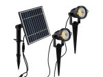 Lauko šviestuvas V-TAC VT-11031, 2vnt., su saulės elementais, veikimo laikas 12 val., 2 x 90 lm, 3000 K, IP65