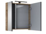 Vonios spintelė ELITA Cabinet 60, 61,8x50x12,9 cm, pakabinamas veidrodis su LED, 2 durelės, „Canela“ ąžuolas / juoda, 168087