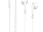 Laidinės ausinės HAVIT H210, be gumelės, 3.5mm jungtis, su mikrofonu ir valdymu, 1.2m ilgio, baltos sp.