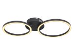 Lubinis LED šviestuvas GLOBO Kendy, 24W, 230V, 2744 lm, 3000K, metalas juodos sp., žiedo skersmuo 250 mm ir 205 mm, 490 x 247 x 72 mm, 67233-24S