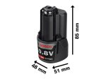 Akumuliatorius BOSCH Professional GBA 12V 2.0Ah, akumuliatoriaus įtampa 12 V, akumuliatoriaus talpa 2 Ah