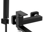 Vonios maišytuvas FERRO Staccato, su lankstomu snapu, dušo komplektu, juodas, BSD11RBL