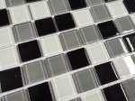 Stiklo mozaika MONA MOSAICS Sl0072, 300 x 300 x 3,8 mm, spl. juoda/pilka/balta