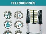 Kopėčios HERVIN EQUIPMENT, teleskopinės, 13 pakopų, 3800 mm, CL-TEL13
