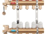 Žalvarinis grindinio šildymo kolektorius FERRO, N-RZP 1″ su srauto matuokliais, termostatiniais vožtuvais ir 16x2 mm nipeliais, 11 žiedų, N-RZP11S