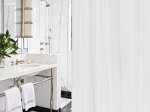 Vonios užuolaida SEPIO STAR, 180 x 200 cm, su kabliukais, poliesteris, baltos spl.