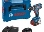 Akumuliatorinis gręžtuvas BOSCH Professional GSR 18V-28, 2 x 18V, 4.0 Ah akumuliatoriai, kroviklis, 63 Nm, metalinis griebtuvas, L-BOXX lagaminas