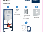 Potinkinis klozeto rėmas GROHE RAPID SL 5-in-1, mygtukas chromo sp., Grohe Skate Cosmopolitan tabletės GroheFresh, laikikliai, garso izoliacijos tarpinė, 38827000