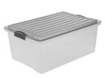 Daiktadėžė ROTHO Compact A3, skaidri, su pilku dangčiu, 38 l 