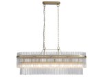 Pakabinamas šviestuvas SEARCHLIGHT Lara, E14, 8 x 60W, 230V, auksinis metalas su skaidriais stikliniais strypais, 980 x 220 x 400 mm, maksimalus aukštis 1500 mm, 11400-8GO