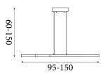 Pakabinamas LED šviestuvas SEARCHLIGHT Linear, 13W, 2700-6000K, 4000lm, rudos spalvos, dimeriuojamas, 950 x 60 x 600 mm, maksimalus aukštis 1500 mm, 88520LT