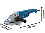 Elektrinis kampinis šlifuoklis BOSCH Professional GWS 22-230 P, galia 2200 W, diskas 230 mm, svoris 5,5 kg