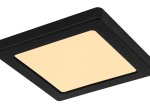 Lubinis LED šviestuvas GLOBO Lasse, paviršinis, 12W, 230V, 1050 lm, 3000/4000/6500K, kvadratinis, juodos sp., 167x167x18 mm, 12380-12B