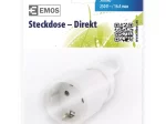Lizdas kištukui EMOS P0047, su įž., su kilpa, 3680 W, 250 V~/16 A maks., baltos sp.