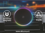 Belaidis automobilinis telefono įkroviklis su magnetiniu laikikliu ALBURNUS, 15W , 3A, juodos spalvos, tvirtinamas į ventiliacijos groteles - užspaudžiant laikiklio kojeles.
