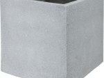 Lauko vazonas, cementinis, kvadratinis, pilkos sp., 40 x 40 x 40 cm.
