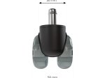 Biuro kėdės ratukai WALTECO, diametras 50 mm, kaištis 11 mm, skaidrūs, apkrova 60 kg, 5 vnt.