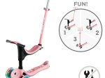 Paspirtukas GLOBBER Go Up Sporty Lights V2, pastelinis rožinis, apkrova iki 20kg