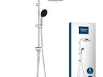 Dušo komplektas su perjungėju GROHE QuickFix Vitalio Start 250 Flex, 250mm lietaus galva ir 2-jų srovių 110mm dušelis, chromo spalva, 26680001