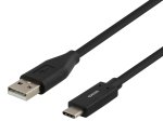 Įkrovimo laidas DELTACO USBC-1003M, USB Type-C - USB Type-A, 0,5 m, juodos sp.