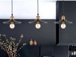 Pakabinamas šviestuvas G.LUX Gt-220-D22-1S-Bl Loft-3, 1 x E27, 220 mm skersmens gaubtas, juodos/žalvario sp.