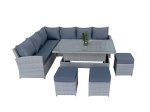 Sodo baldų komplektas NOVELLY HOME, kampinė sofa, stalas, 3 taburetės, Summer YH-025