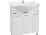 Vonios spintelės komplektas DEFRA Mea D75, 70 x 80 x 33 cm, pastatomas, apatinis, 3 durų, su praustuvu ROBERTO 75, balta, 207-D-07503+1523