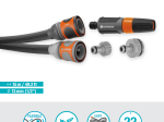 Tekstilinės žarnos rinkinys GARDENA Liano™ Life, (13 mm - 1/2) 15 m, komplekte purškimo antgalis ir čiaupo jungtys 18225/18220