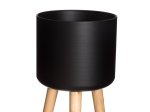 Gėlių vazonas ant stovo 4Living Woody, juodos sp., 28 x 28 x 67 cm.