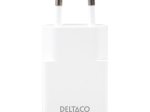 Telefono įkroviklis DELTACO USBC-AC156, 1xUSB-C, 30W, plonas, baltos sp.