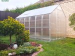 Šiltnamis KLASIKA House, su pamatu ir 6 mm polikarbonatine danga, 2 metrų prailginimas, namelio formos