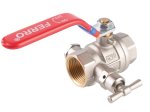 Pilno pralaidumo rutulinis ventilis FERRO Power, su drenažu, trumpa rankena, vidus-vidus, 3/4 "