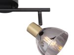 Kryptinis šviestuvas GLOBO Jay, E14, 2 x 25W, 230V, matinio žalvario / juodo metalo spalvos, dūmų spalvos stiklas, 300 x 110 x 175 mm, 54305-2