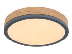 Lubinis LED šviestuvas GLOBO Doro, 12W, 230V, 1600 lm, 3000K, MDF medžio išvaizda, rėmas ažuolo, aliuminio grafito sp., 300 x 85 mm, 416080WD1R.