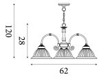 Pakabinamas šviestuvas SEARCHLIGHT American Diner, E27, 3 x 60W, 230V, 620 x 620 x 280 mm, maksimalus aukštis 1200 mm, 1043-3