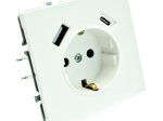 Kištukinis lizdas TOPE Bora, 1 vietos + USB-A + USB-C, įleidžiamas, baltos sp., su įžeminimu, 500900015