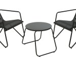 Sodo baldų komplektas, staliukas ir 2 kėdės, juodos sp.