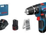 Akumuliatorinis smūginis suktuvas BOSCH Professional GSB, 12V-15, 2 akumuliatoriai 2,0 Ah, 25 priedai, sukimo momentas 15, 30 Nm, 10 mm griebtuvas, krepšys, 06019B690K