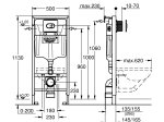 Klozeto rėmas GROHE 3-in-1, aukštis 1130 mm, komplekte mygtukas Arena Cosmopolitan, chromo spalvos, tvirtinimai, 38981000