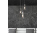 Pakabinamas šviestuvas GLOBO Annika, E27, 3 x 25W, 230V, matinio nikelio sp. metalas, stiklas, tekstilinis juodai baltas kabelis, 300 x 1500 mm, 21000-3HN