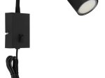 Kryptinis šviestuvas GLOBO Robby, GU10, 1 x 25W, 230V, su jungikliu, su 1,5 m ilgio laidu, metalinis, matinės juodos sp., 70 x 440 x 320 mm, 57911WB