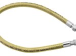 Dujų žarnelė FERRO, 1/2", 1 m, su plieniniu tinkleliu, kampinė, vidus/vidus, WGK1000