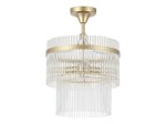 Pakabinamas šviestuvas SEARCHLIGHT Lara, E14, 3 x 60W, 230V, auksinis metalas su skaidriais stikliniais strypais, 350 x 350 x 500 mm, 11300-3GO