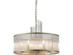 Pakabinamas šviestuvas SEARCHLIGHT Lara, E14, 6 x 60W, 230V, auksinis metalas su skaidriais stikliniais strypais, 550 x 550 x 580 mm, maksimalus aukštis 1500 mm, 11600-6GO