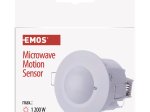 Judesio jutiklis EMOS G1190, įmontuojamas, IP20, 360 laispsnių, 8 m, 1200 W, 230 V, 10 s - 12 min., mikrobangų jutiklis, baltos sp., 75 x 75 mm