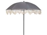 Paplūdimio skėtis su kutais NOVELLY HOME BU12-G, iš poliesterio, pilkos ir juodos sp., skersmuo 200 cm