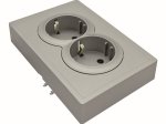 Kištukinis lizdas TOPE Bora, 2 vietų, įleidžiamas, pilkos sp., su įžeminimu, 16 A, 250 V, 500900061