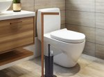 Tualeto šepetys su stovu SEPIO AURORA 2in1, 19 x 19 x 72,5 cm, pastatomas, plienas/medis, su tualetinio popieriaus laikikliu